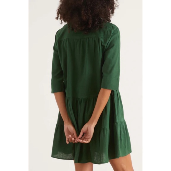 Apiece Apart Organic Cotton Linen Drop Mini Dress NWT Maurino Jadeite Green XL - Picture 4 of 15